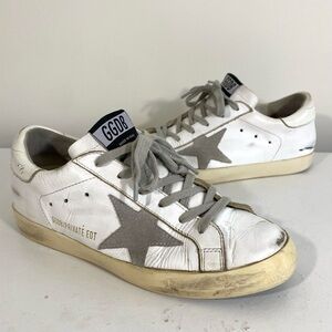 Golden Goose White and Gray Sneakers